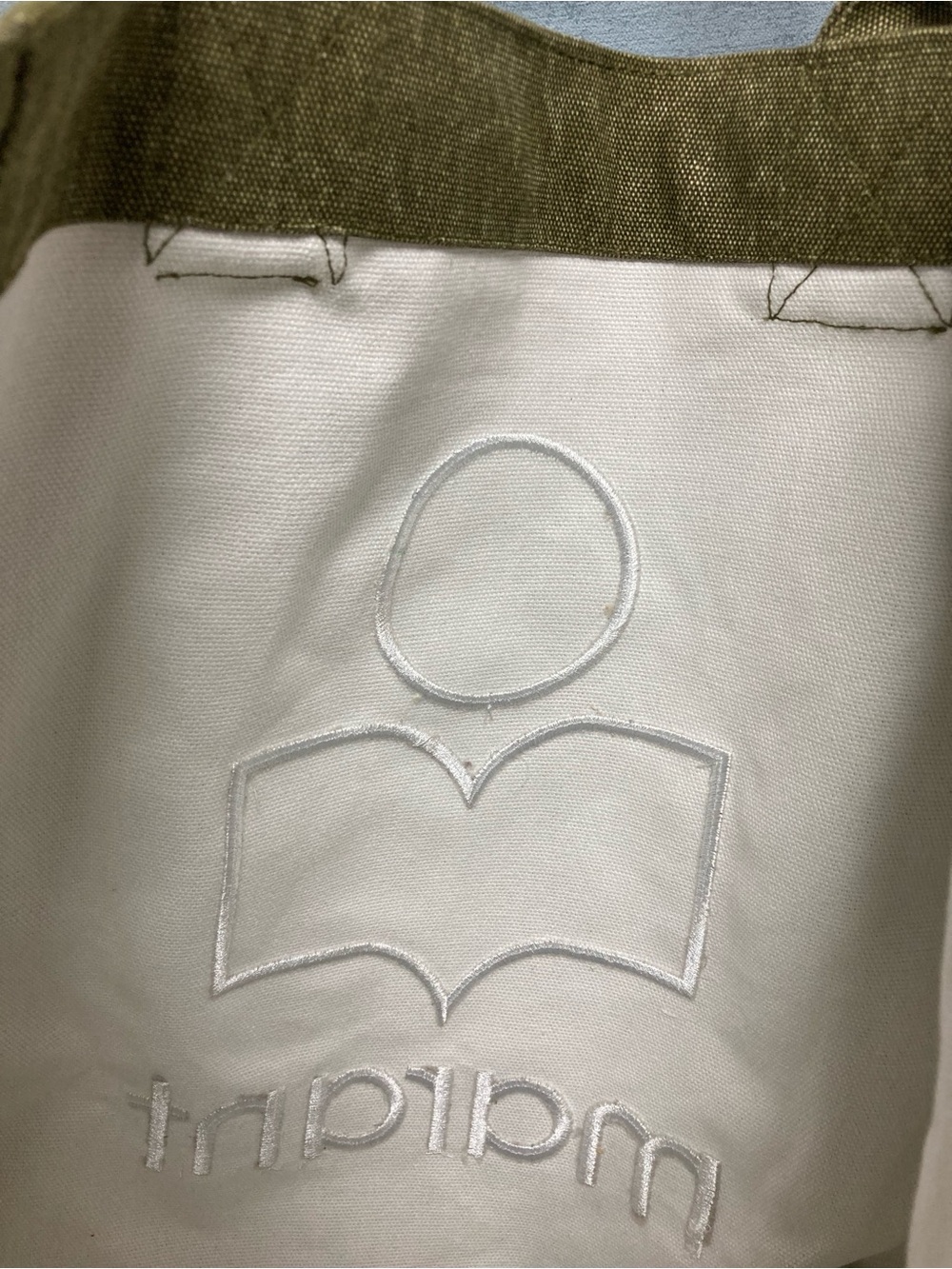 Isabel Marant Olive Canvas Tote with White Logo - Picture 5 of 9
